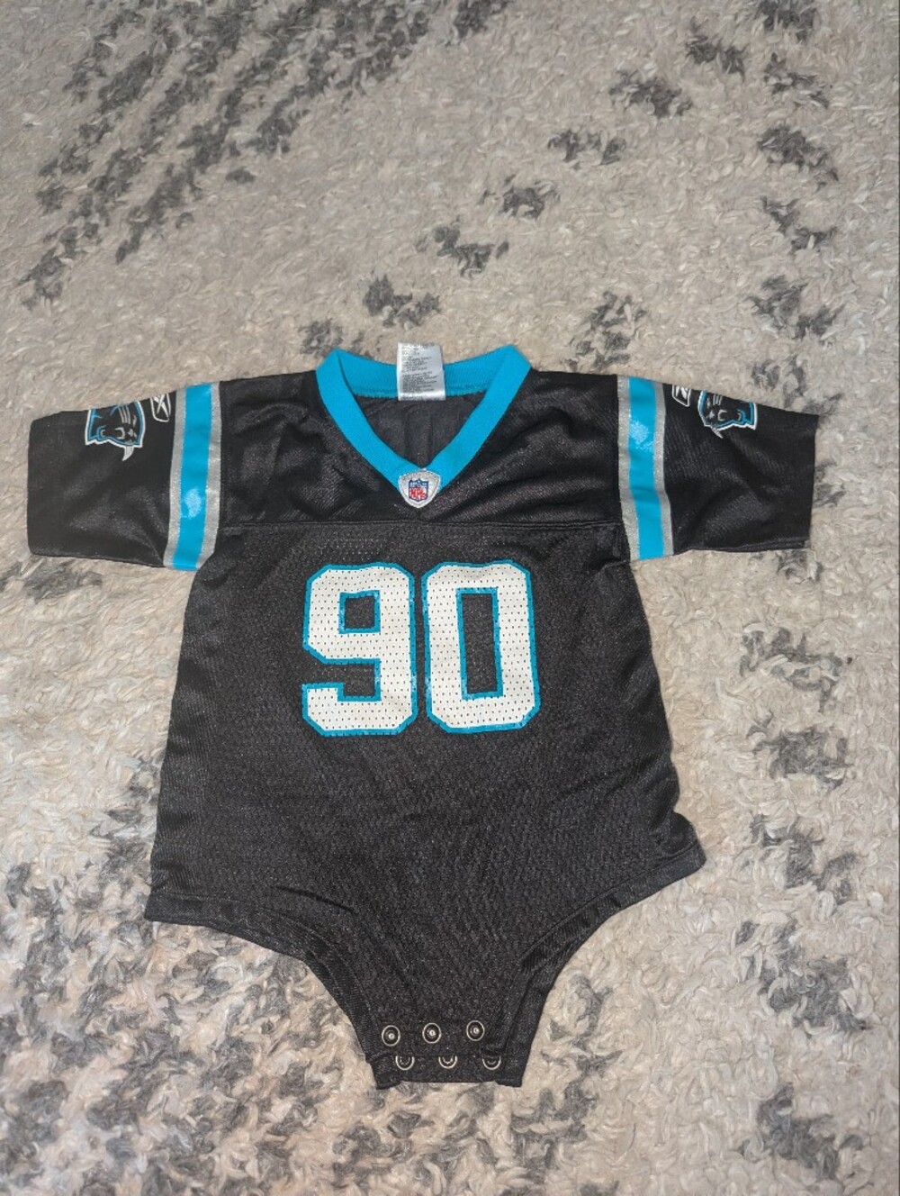 Reebok Black & Teal Kids Football Romper Jersey #90